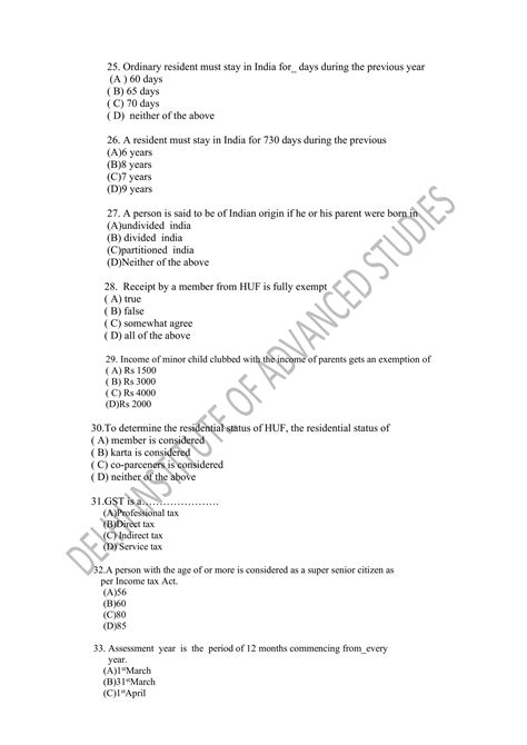 Income Tax Mcqs All Units Final Compiled Pdf