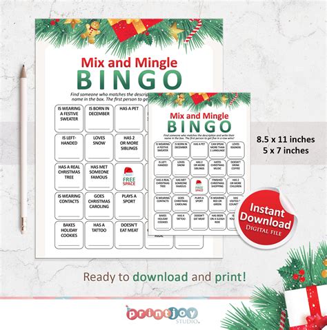 Mix And Mingle Bingo Christmas Bingo Cards Find The Guest Etsy Canada