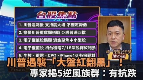 台股看民視／川普遇襲「大盤紅翻黑」瑟瑟發抖！專家揭「5逆風族群」：相對抗跌－民視新聞 Youtube