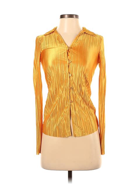 Rachel Zoe 100 Polyester Gold Long Sleeve Blouse Size Xs 89 Off