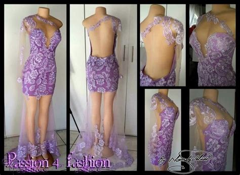 Lilac Full Lace Matric Farewell Dress With An Open Back Long Sheer Sleeves With Lace Detail And