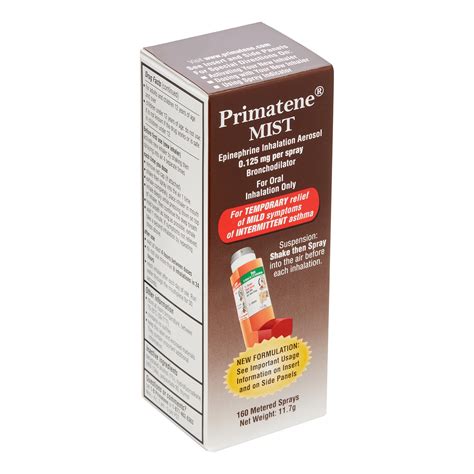 Primatene Mist OTC Epinephrine Inhaler Medicine, 160 Metered Sprays ...