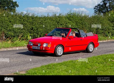 A 1989 80s Ford Escort Xr3i Red Car Cabriolet Classic Vintage Car