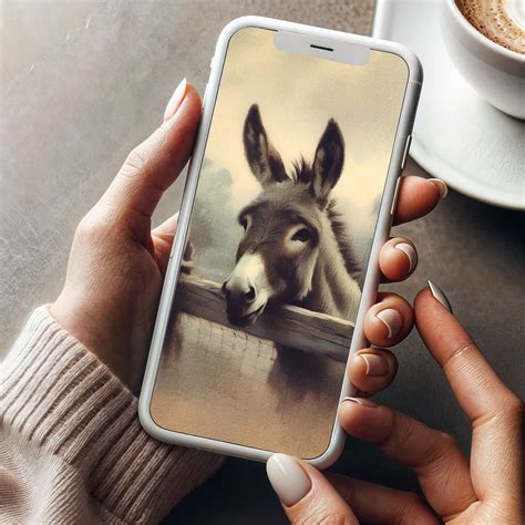 Donkey Vintage Impasto Oil Painting Style Digital Wallpaper Phone Frame