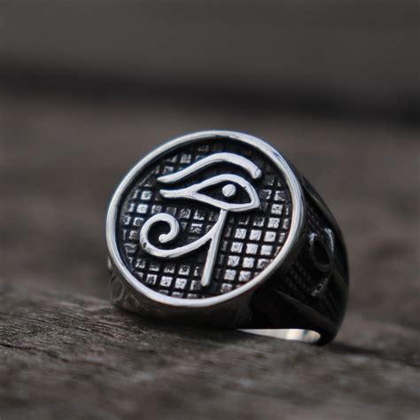 Ojo Egipcio De Ra Ojo De Horus Ankh Anubis Ojo Anillo De Acero Etsy