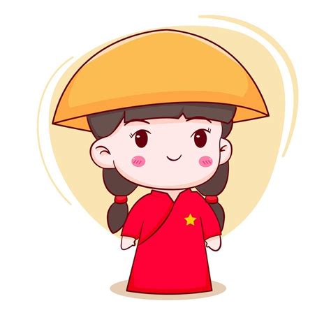 Cute Cartoon Character Of Vietnamese Girl Isolated Background 6721291