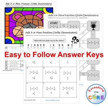 Add Or More Fractions Maze Riddle Coloring Page Print Digital