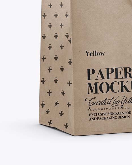 Kraft Paper Shopping Bag With Rope Handle Mockup On Yellow Images