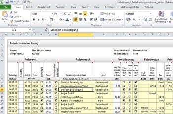 Reisekostenabrechnung Excel Vorlage