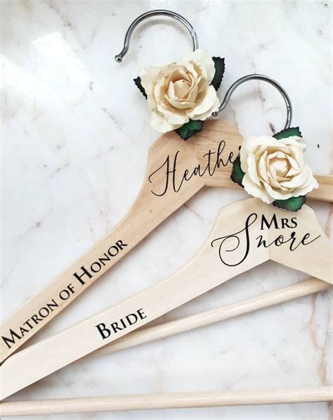 Cream Rose Personalised Wedding Hangers Bridal Party Gift Maid Of