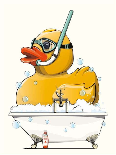 Rubber Duck Taking A Bath Art Print by Wyatt 9 - Fy