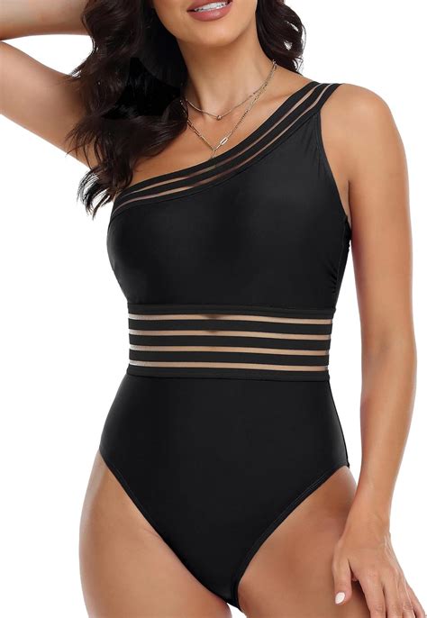 Buy Firpearl One Shoulder Swimsuits For Women Mesh Hollow Monokini