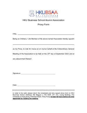 Fillable Online HKU Fine Arts Alumni Association Limited Proxy Form Fax