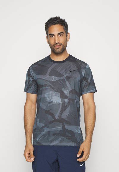 Nike Performance Miler T Shirt Print Black Silver Colored Schwarz