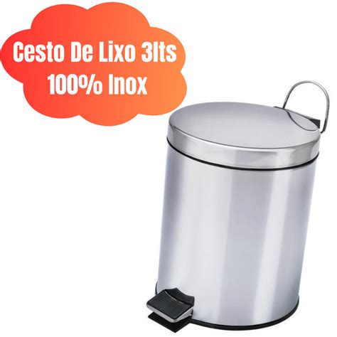 Cesto De Lixo Lts Inox C Pedal Banheiro E Cozinha Shopee Brasil