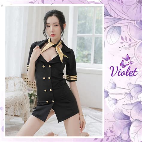 Jual Violet Lingerie Costum Cosplay Pramugari Seksi 1312 Shopee Indonesia