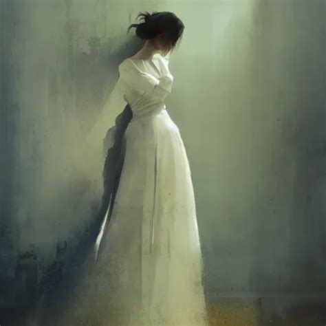 A Woman In A Wedding Dress In A Dilapidated Room Long Stable