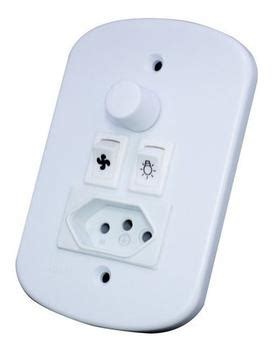 Controle Dimmer Rotativo C Tomada Protegida Para Ventilador Pw