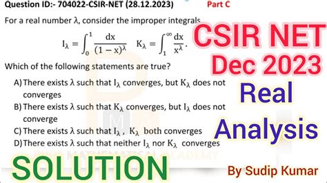 Csir Net December 2023 Real Analysis Solution Csir Net Dec 2023 Math