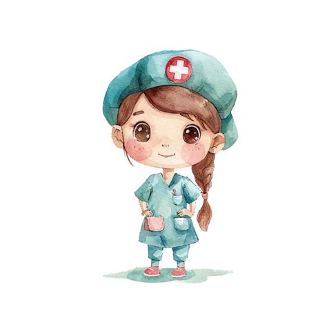 Premium Vector | Cute nurse vector illustration in watercolor style