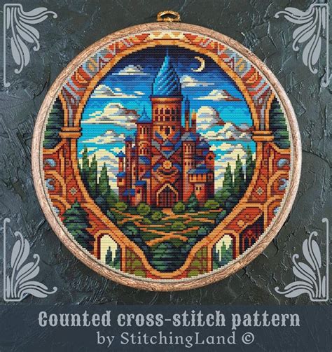 Castle Cross Stitch Pattern Art Nouveau Cross Stitch Wizard Cross