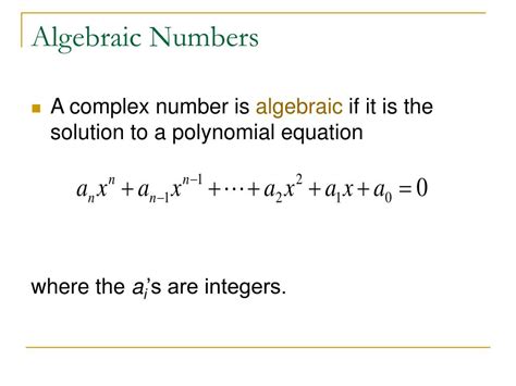 Ppt Algebraic And Transcendental Numbers Powerpoint Presentation