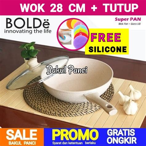 Jual BOLDe SUPER PAN WOK WAJAN 28 Cm Lid TUTUP KACA Granite