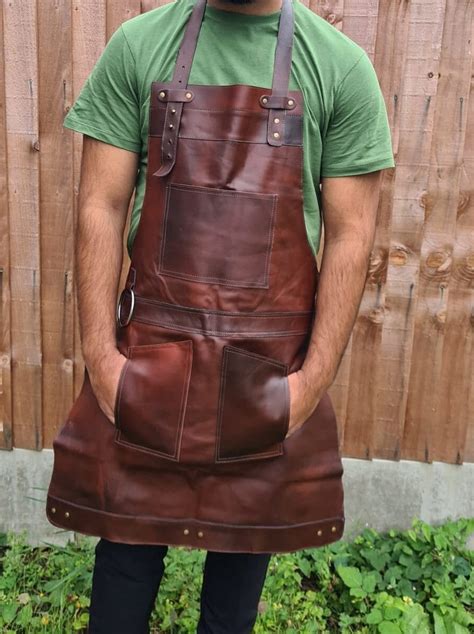 Dark Brown Full Grain Leather Apron Butcher Apron Cook Apron Etsy UK