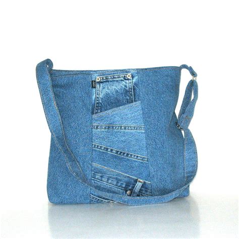 Recycled Jeans Tote Pursecross Body Bag School Messengershoulder Bag