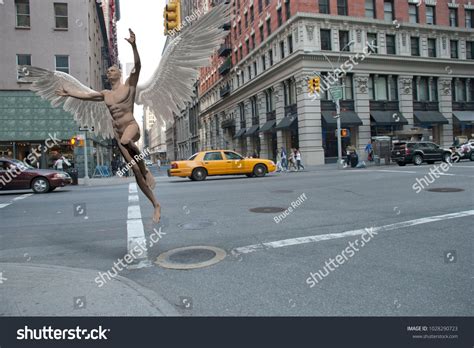 Surrealism Naked Man White Wings Symbolizes Stock Illustration