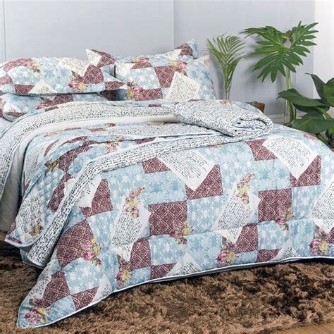 Jogo De Cama Casal Realce Premium Patchwork 4 Peças 140 Fios