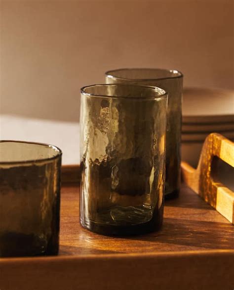 Image Of The Product Hammered Design Glass Soft Drink Tumbler Zara Home