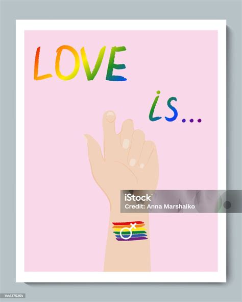 White Hand With Rainbow Gender Lgbt Synbol Stock Illustration