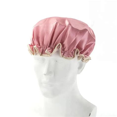 Satin Shower Cap Hat Lovely Thick Women Shower Satin Hats Double