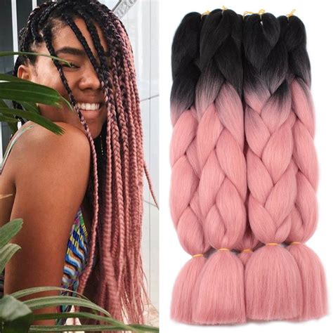 ombré two tone hair Synthetic Rainbow Hair Jumbo Braids Crochet Hair