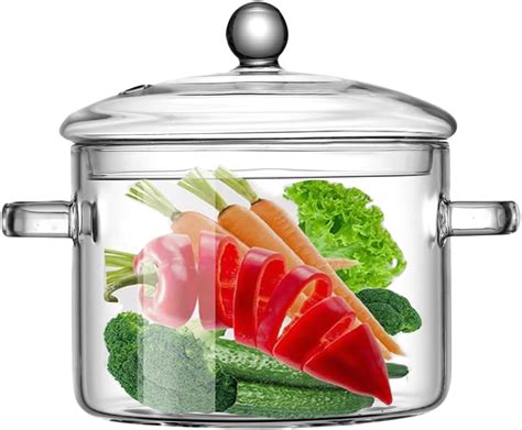 Glass Cooking Pot With Lid 13l45oz Heat Resistant