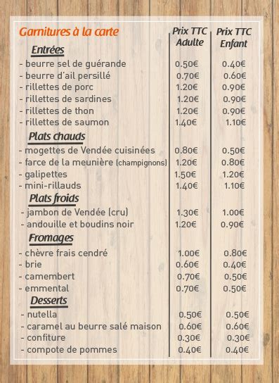 Menus et garnitures fouées Fouées à domicile du Moulin de Sarré