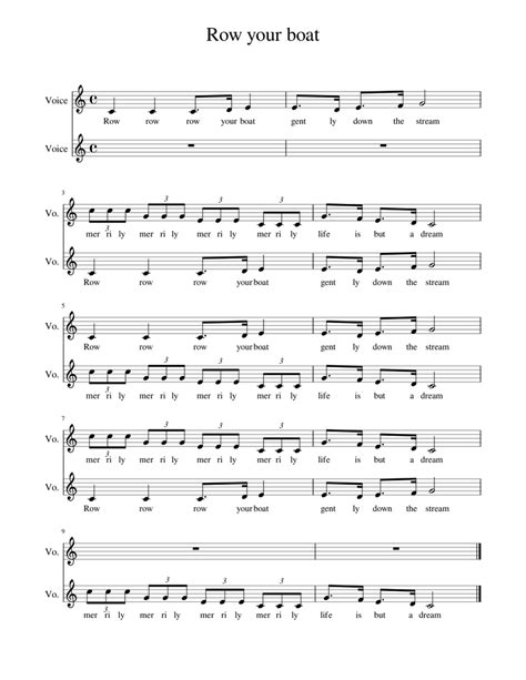 Row Row Row Your Boat Sheet music for Voice | Download free in PDF or ...