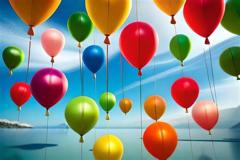 Premium Photo Colorful Balloons Floating In The Sky With The Sky In