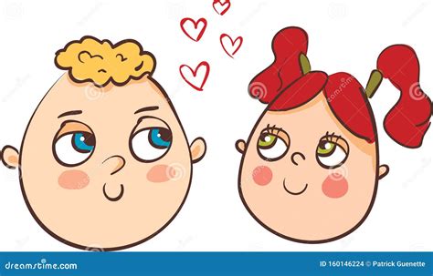 A Boy And Girl With Rosy Cheeks Vector Color Illustration Stock Vector