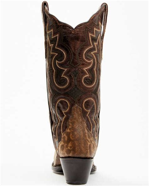 Dan Post Womens Karung Exotic Snake Western Boots Snip Toe Brown