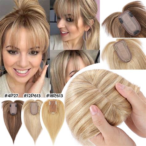 100 Remy Human Hair Silk Base Toupee Clip In Natural Topper Hairpiece