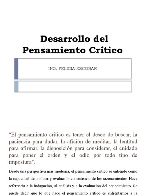 Desarrollo Del Pensamiento Critico Pdf Pensamiento Crítico