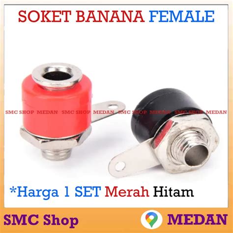 Soket Banana Betina Female Merah Hitam Terminal Binding Sepasang