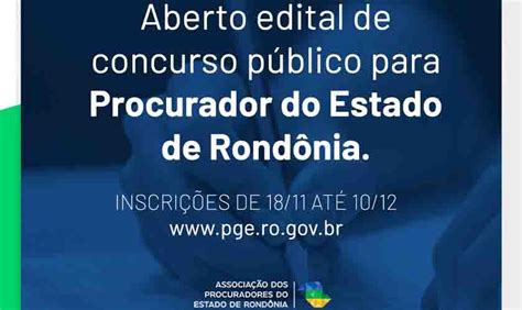 Pge Ro Edital Do Concurso Publicado Tudo Rond Nia Independente