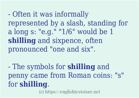 Sentence example of "shilling" - EnglishTestStore Blog