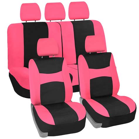 Fh Group Car Seat Cover Light Breezy Pink Seat Covers Flat Foam Padding Cloth Full Set