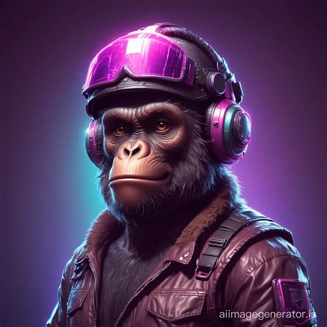 Techsavvy Ape In Helmet Exuding Synthwave Energy Ai Image Generator