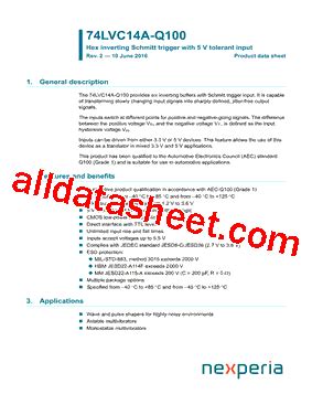 74LVC14APW Q100 Datasheet PDF Nexperia B V All Rights Reserved