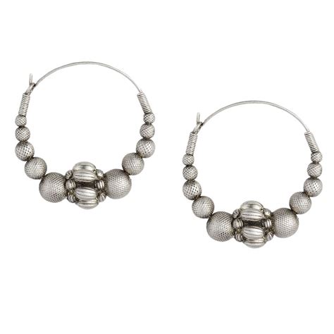 Accessher Women Silver Plated Handcrafted Hoop Earrings